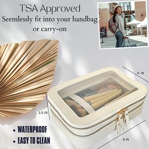 Trousse <span class=keywords><strong>de</strong></span> Maquillage <span class=keywords><strong>de</strong></span> Voyage Double Couche Transparente, Petite Pochette Organisateur Cosmétique, Étui <span class=keywords><strong>de</strong></span> <span class=keywords><strong>Toilette</strong></span> pour Essentiels <span class=keywords><strong>de</strong></span> Voyage - Product Image 3