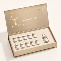 Boîte magnétique rigide en titane brossé or champagne, logo personnalisé, ensemble d'ampoules de sérum, plateau en mousse, emballage cadeau cosmétique de luxe