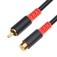 Câble audio d'extension RCA mâle vers femelle en alliage d'aluminium plaqué or, double blindage, cuivre nu, 1m, stéréo, compatible avec les voitures
