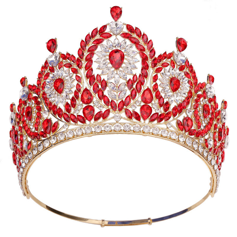 HZ113 Diadème Couronne Or Rouge