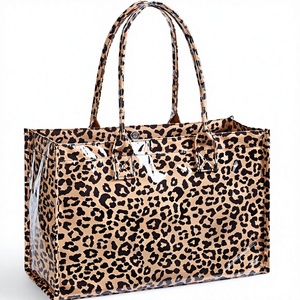 <strong>KALIDI</strong> PVC Leopard Print Tote <strong>Bag</strong> Womens Work Handbags Purses with Top Handle Imported - Product Image 1