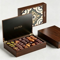 Boîte en bois laquée au design luxueux, finition brillante, cadeau pour le festival du Ramadan, dattes, chocolat, emballage islamique haut de gamme