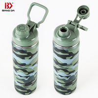 Bouteille d'Eau Isotherme en Acier Inoxydable Double Paroi Grande Ouverture avec 5 Couvercles, 32oz 40oz, pour Sport et Salle de Sport