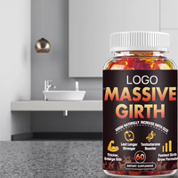 Gummies à l'extrait de graines d'Ashwagandha pressées à froid pour l'amélioration de la puissance masculine, pour des performances plus importantes, plus épaisses et plus durables, flacon de 60 unités