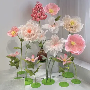 Wholesale Handmade Crepe Paper Flower 5d Giant Flowers Standing Shop Window Display Props Paper Flowers Sets