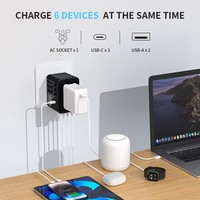 Chargeur universel multifonctionnel Kangtravel 45W avec adaptateur USB et Type-C, charge rapide, compatible US, UK et EU pour les voyages