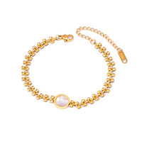 Nouveautés Chaîne créative en forme de blé en acier inoxydable Bijoux sans décoloration Bracelet à breloques en forme de cœur en plaqué or 18 carats pour filles et femmes