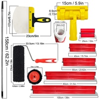 Kit de 15 pièces pour enduit avec rouleaux et grattoirs, lames en acier inoxydable de 5 tailles, rouleaux de 9 pouces, perche d'extension et outil de distribution