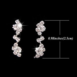 Juegos de Joyería de Moda para Dama de Honor y Novia Bañados en Plata con Collar de Cristal y Pendientes para Boda - Product Image 5
