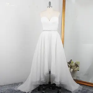 RSW1513 High Low Organza Bridal Dress Pleated Sweetheart Neckline Real Pictures Short Wedding Dress