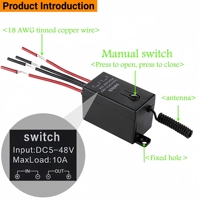 Interruptor de Control Remoto Inalámbrico de 12V, Relé DC 5V-48V/AC 100V-240V, Alcance de 328 Pies, Interruptor de Encendido/Apagado para Automóvil, RV, Motor, Luz LED, Ventilador, Bomba
