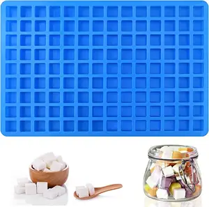 126 Cavité Mini Moule Carré pour Gummy Ice Cube Pralinessilicones Carré Silicone Moule Logo Personnalisé Moules Produit 50pcs Flexible