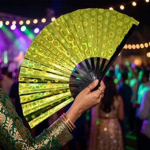 Impresionante Abanico de Mano Grande de PVC, Abanico Plegable de Bambú para Eventos, Baile, Festivales de Música y Fiestas - Product Image 2