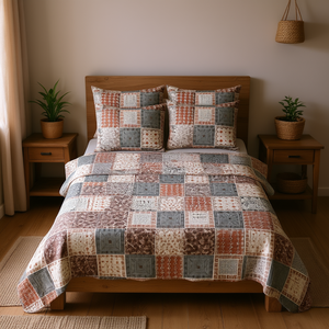 Copriletto Bohémien Patchwork Manemi in Poliestere Lavabile, Decorazione per la Casa, Varie Misure, Modello Mo-616 - Product Image 2