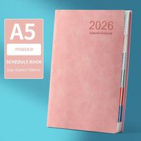 Libro de notas anual de cuero PU 2026 duradero de alta calidad superventas A5 oficina de negocios planificador diario semanal mensual para suministro