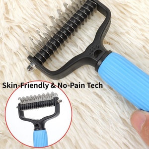 <span class=keywords><strong>Brosse</strong></span> de toilettage personnalisée pour animaux de compagnie, double face, pour démêler et éliminer les poils morts, peigne à sous-poil pour chiens et chats, <span class=keywords><strong>brosse</strong></span> à poils pour chiens, 2 pièces - Product Image 3