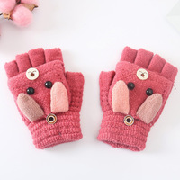 Nouveaux gants tricotés pour enfants, mi-doigts, chauds, pour l'automne et l'hiver, mignons, à doigts ouverts, avec rabat