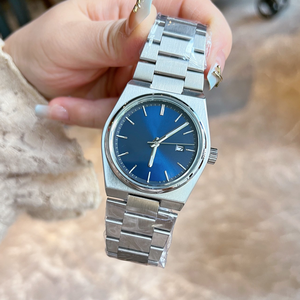 Montre automatique de luxe pour homme avec cadran bleu tonneau, bracelet en acier inoxydable bicolore, affichage de la date, montre-bracelet mécanique - Product Image 3