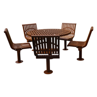 Table de pique-nique commerciale d'extérieur en acier avec chaise à l'extérieur Restaurant Jardin Patio Table à manger externe en métal et ensemble de chaises