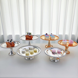 Plateau de luxe en métal argenté pour fruits et desserts, présentoir à gâteaux pour pâtisserie, fête, décoration de mariage - Product Image 1