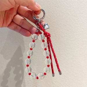 Chaîne de téléphone en corde de nylon avec perles acryliques transparentes, plaqué argent, motif cœur, pour cadeau de bijoux mignon, vente en gros - Product Image 4