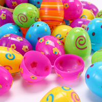 Oeufs de Pâques en plastique imprimé lumineux Assortiment d'oeufs de Pâques colorés en vrac pour la chasse aux oeufs Panier de Pâques Remplisseurs