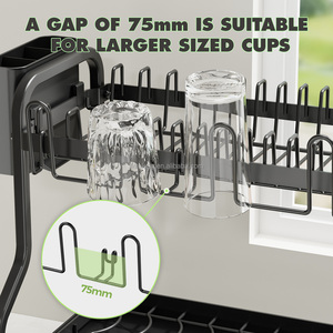 WIREKING Escurridor de Platos Metálico de 2 Niveles con Bandeja Antigoteo y Porta Cubiertos para Cocina - Product Image 2