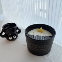Schwarze & Lederduft-Kerze im Glasgefäß, Aromatherapie-Kerze für Wohnraumdekoration, Luxuriöse Duftkerze als Geschenk für Erwachsene