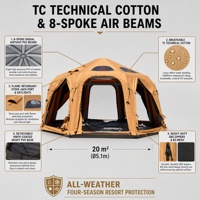 Tente dôme gonflable 5m en coton kaki, abri de luxe pour glamping et observation des étoiles, installation rapide, 4 saisons, imperméable 3000mm, camping extérieur