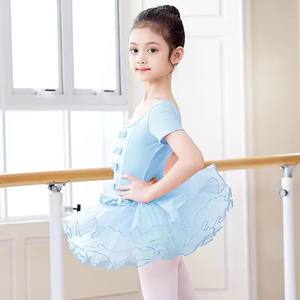 Leotardos de <span class=keywords><strong>Ballet</strong></span> <span class=keywords><strong>rosa</strong></span> para niñas con tutú de tul multicapa, Mono de gimnasia para niños, faldas con lazo de baile para niños - Product Image 4