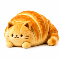 Peluche chat croissant Golden Brown Bakery avec rembourrage en coton PP et corps texturé pour cadeau d'anniversaire et décoration intérieure