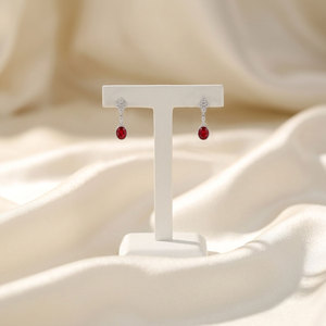 Últimos Productos: Pendientes de Rubí Rojo Intenso, Joyería de Oro Blanco Sólido de 18K, Gema de Rubí con Corte Ovalado, Diamante Natural para Uso Diario de Chicas - Product Image 5