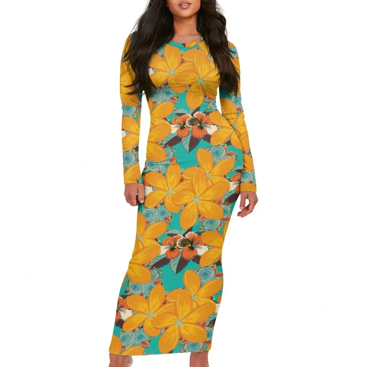 Lente Herfst 2023 Lange Mouw Damesjurk Polynesische Tribale Kleding Samoa Hawaiiaanse Aangepaste Print Op Aanvraag Plus Size Jurken