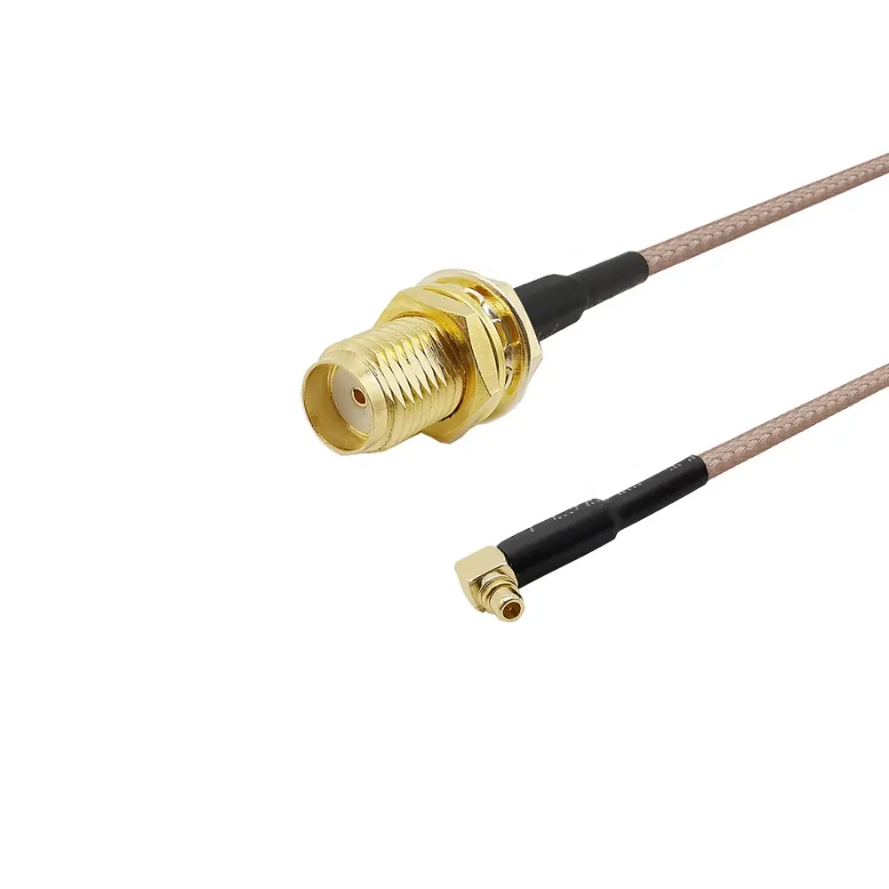 SMA Nữ Vách Ngăn Để MMCX Nam Right Angle Ra Cắm RG316 Pigtail Cable Rf Cáp Đồng Trục