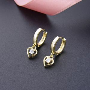Pendientes de aro de oro rosa de moda <span class=keywords><strong>POLIVA</strong></span> para mujer, Aretes de Plata de Ley 925 con piedra de Zirconia en forma de corazón, joyería de moda - Product Image 3
