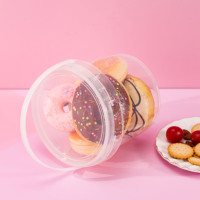 Bocaux en plastique de 1kg avec couvercle inviolable pour aliments, desserts, jus, bocaux en plastique transparent avec poignée