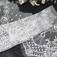 Dentelle Chantilly française pour cils, 23 cm, blanche, douce, motif floral, pour lingerie haut de gamme et pyjamas