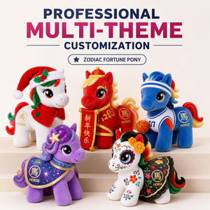 Peluche personnalisée Poney Porte-Bonheur du Zodiaque, tenues multi-thèmes, fabricant professionnel, cadeau de Noël, peluche tendance, mascotte OED ODM - Product Image 2