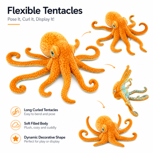 Peluche de <span class=keywords><strong>Pulpo</strong></span> Realista, Juguete de Peluche de Animal Marino, Tentáculos Flexibles, Peluche Suave, Decoración para el Hogar, Regalo para Niños - Product Image 5