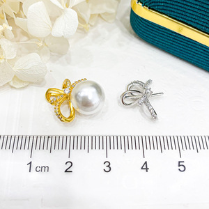 Colgante de Plata S925 para DIY, Collar con Cuentas Redondas de 10-15 mm, con Base Vacía y Lazo 30864, Accesorios para Perlas - Product Image 4