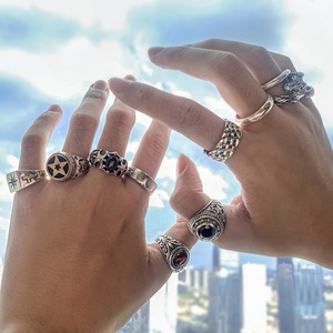 Vintage nero grande onice <span class=keywords><strong>signore</strong></span> della moda Cool Boy Signet Eternity Silver 925 <span class=keywords><strong>anelli</strong></span> uomo anello in argento disegni anello da uomo - Product Image 5