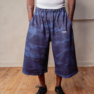Custom Oversized Snake Pattern Design Unisex Sweat Sports <b>Shorts</b> High Quality Men French Terry Cotton Jogging <b>3</b>/<b>4</b> Long <b>Shorts</b> - Product Image 4