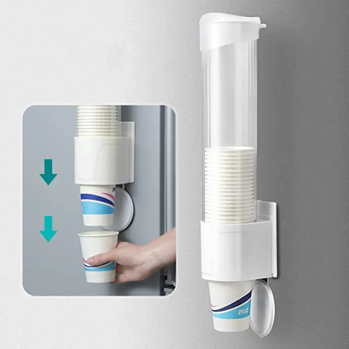 Tek kullanımlık kağıt bardaklar dağıtıcı plastik bardak tutucu için su sebili duvara monte fincan depolama raf