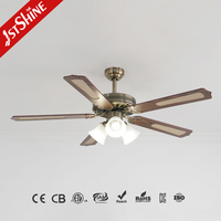 1stshine Ventilateur de plafond traditionnel avec kit d'éclairage pour restaurant Moteur à courant alternatif réversible à 5 pales Mdf