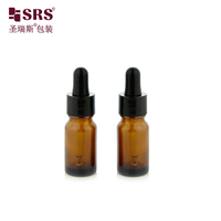 D001-10ml en stock expédition rapide récipient de flacon en verre ambré vide avec tube compte-gouttes en verre à col noir brillant pour huile essentielle