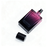 Flacon de parfum carré de luxe de 30 ml, flacon de parfum vide en verre coloré avec vaporisateur et couvercle