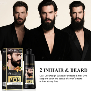 MOKERU Shampoo Colorante per <span class=keywords><strong>Capelli</strong></span> a Base Vegetale per <span class=keywords><strong>Uomo</strong></span>, Tinta Nera Naturale Permanente in 5 Minuti con Olio di Argan Biologico, per Barba e <span class=keywords><strong>Capelli</strong></span>, 200ml - Product Image 5