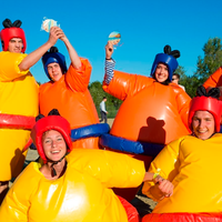 Costumes de lutte de sumo rembourrés en mousse de haute qualité ensemble complet de costumes et de tapis de sumo gonflable pour enfants avec matelas