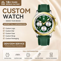Montre-bracelet de luxe pour homme, thème Mission Spatiale Lune, Chronographe Lumineux, Montre Décontractée Tendance, Bracelet en Cuir, Montres à Quartz pour Hommes