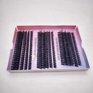 Phổ biến nhất 8 10 12 14 16mm DIY lông mi Handmade D Curl Fluffy cụm lông mi 60D 80D 100D hỗn hợp trong một khay - Product Image 3